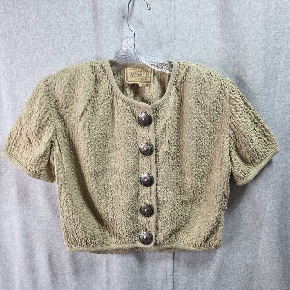 Vintage Double D Ranchwear Concho Textured Cropped Jacket Shacket S Western Boho